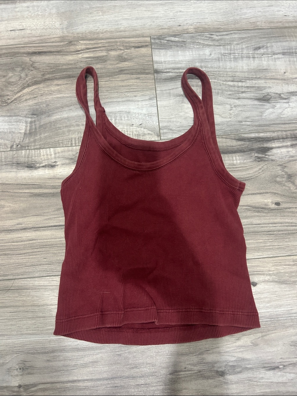 Brandy Melville Ribbed Scoop Tank Top - Burgundy